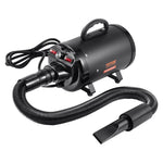 Professional 2800W high-velocity dog blow dryer with 4 nozzles and extendable hose in black